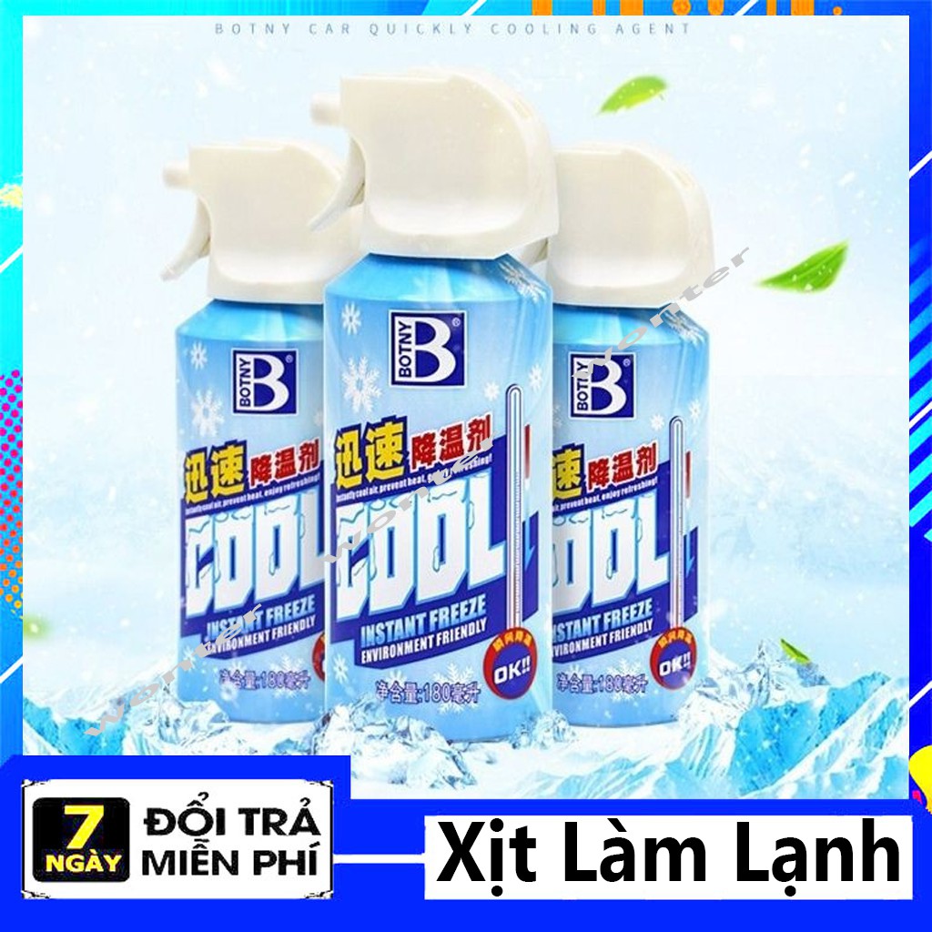 Bình xịt làm lạnh tức thời ô tô xe máy BOTNY Cool 180ml - Làm lạnh nhanh, khử mùi hiệu quả