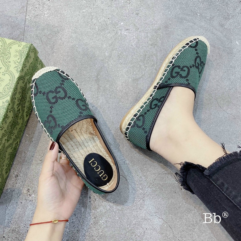 Giày mọi nữ đế cói họa tiết GG Nguyên hộp hãng cao cấp