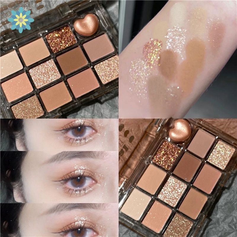 Bảng Phấn Mắt 12 Màu Lì Và Ánh Nhũ Mềm Mại Lâu Trôi Chống Thấm Nước Bắt Sáng RY