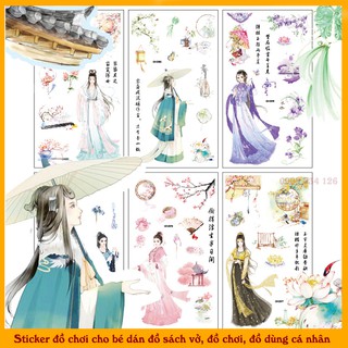 Set Sticker Cổ Trang 2D Trang Trí Sổ Tay, Nhật Ký Siêu Chất