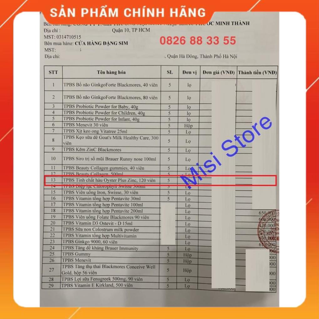 Tinh chất hàu Oyster plus ZinC tăng sinh lý nam (hàu Go) cải thiện sinh lý 120 viên