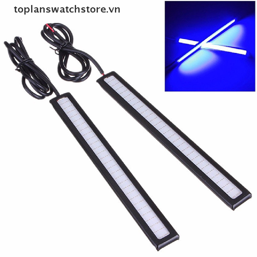 Đèn LED COB DRL DC 12V 17CM Siêu Sáng Chống Thấm Nước Màu Xanh Dương Cho Xe Hơi Vn