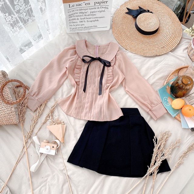 SET ÁO NƠ ĐEN CV ĐEN