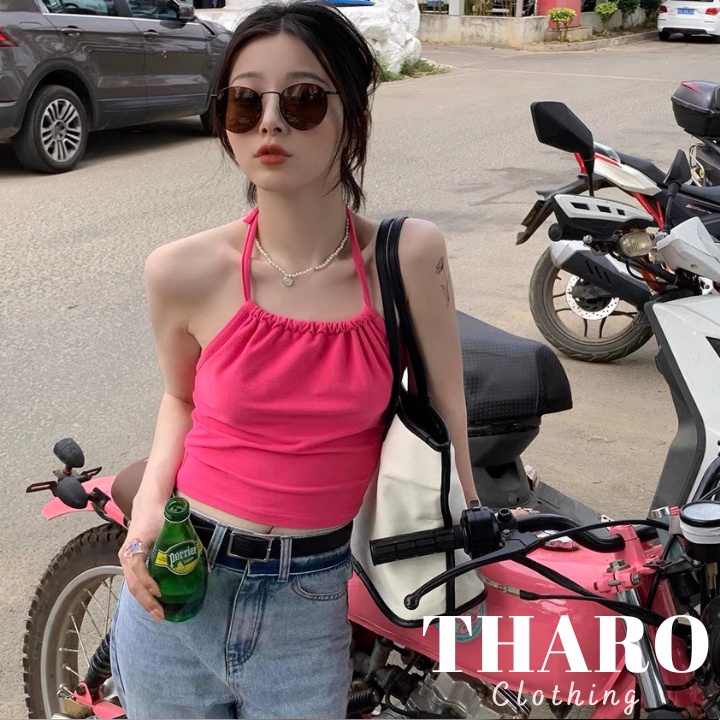 Áo Nữ Croptop Cổ Yếm Rút Dây Basic - Tharo Clothing [AO00069]