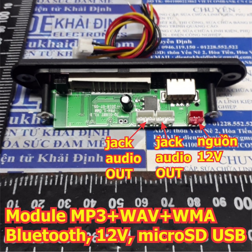 Module Audio MP3+WAV+WMA FM Bluetooth 12V, thẻ USB, microSD kde5580