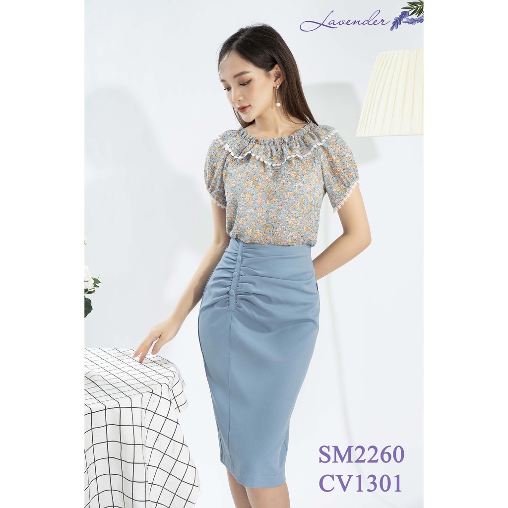 Áo Sơ mi nữ hoa nhí cổ thuyền cho các nàng công sở Hàng xưởng VN chất đẹp