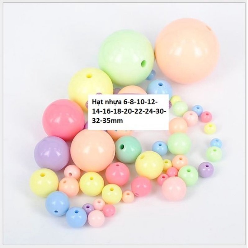 50 gam hạt nhựa tròn màu pastel dễ thương 6-8-10-12-14-16-18-20mn
