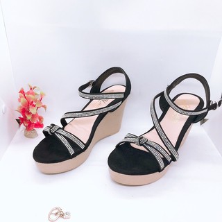 Giày sandal cao gót đế xuồng 9p quai xoàn mảnh thắt ú chéo hông