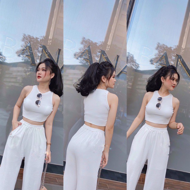 Áo croptop nữ ôm body kiểu 3 lỗ Madela 100% COTTON, Croptop Nữ trơn ba lỗ cổ tròn dáng ôm, Áo thun ba lỗ nữ dáng croptop