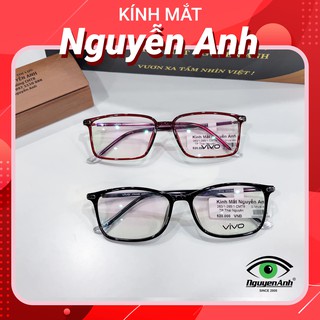 [Ảnh thật+Free ship] gọng kính cận nhựa dẻo nữ mắt vuông dành cho mặt tròn, dài, vuông Vivo 7743