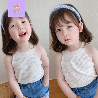 Áo Len Không Tay Cổ Tròn Màu Trơn Thời Trang Mùa Hè Hàn Quốc Cho Bé Gái