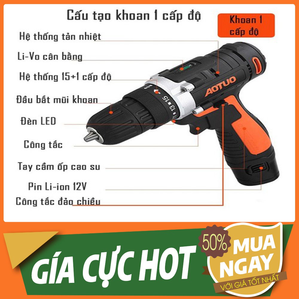 MÁY KHOAN TAY BẮT VÍT ĐA NĂNG DÙNG PIN 12V