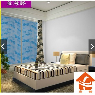 Decal giấy dán kính cá heo xanh