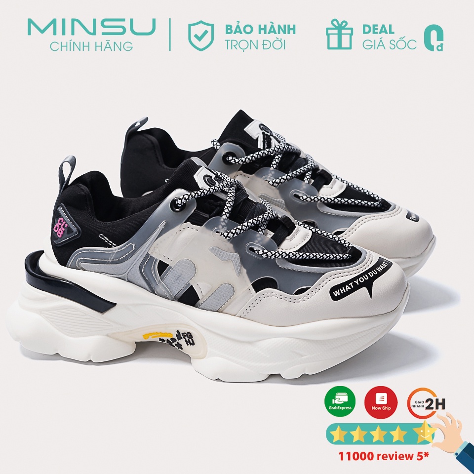 Giày Thể Thao Sneaker Nam Nữ Cặp Đôi Cao 6cm MINSU M6901 Hàn Quốc Độn Đế Tăng Chiều Cao Đi Chơi, Đi Học | BigBuy360 - bigbuy360.vn