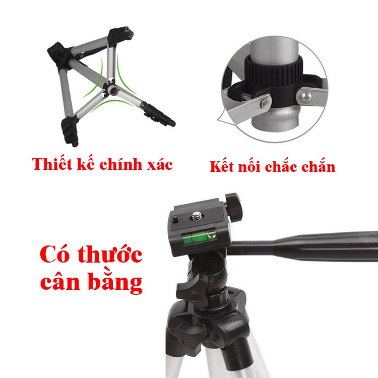 Giá đỡ điện thoại 3 chân Tripod 3110 - Tặng kẹp điện thoại và túi đựng - chụp hình, quay phim, chống rung Educase86