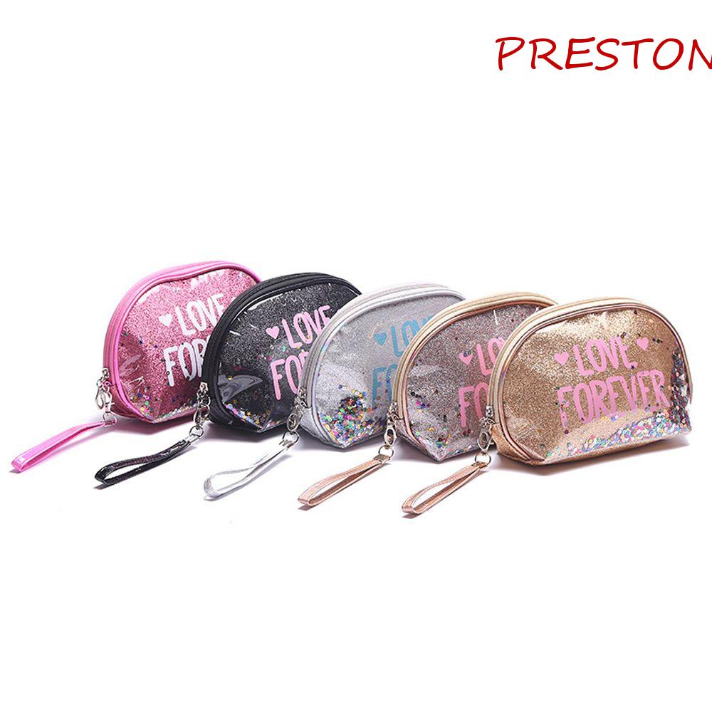 Túi Đựng Mỹ Phẩm Trong Suốt Đính Kim Tuyến Lấp Lánh Cỡ Lớn Có Khóa Kéo Tiện Dụng Cho Nữ