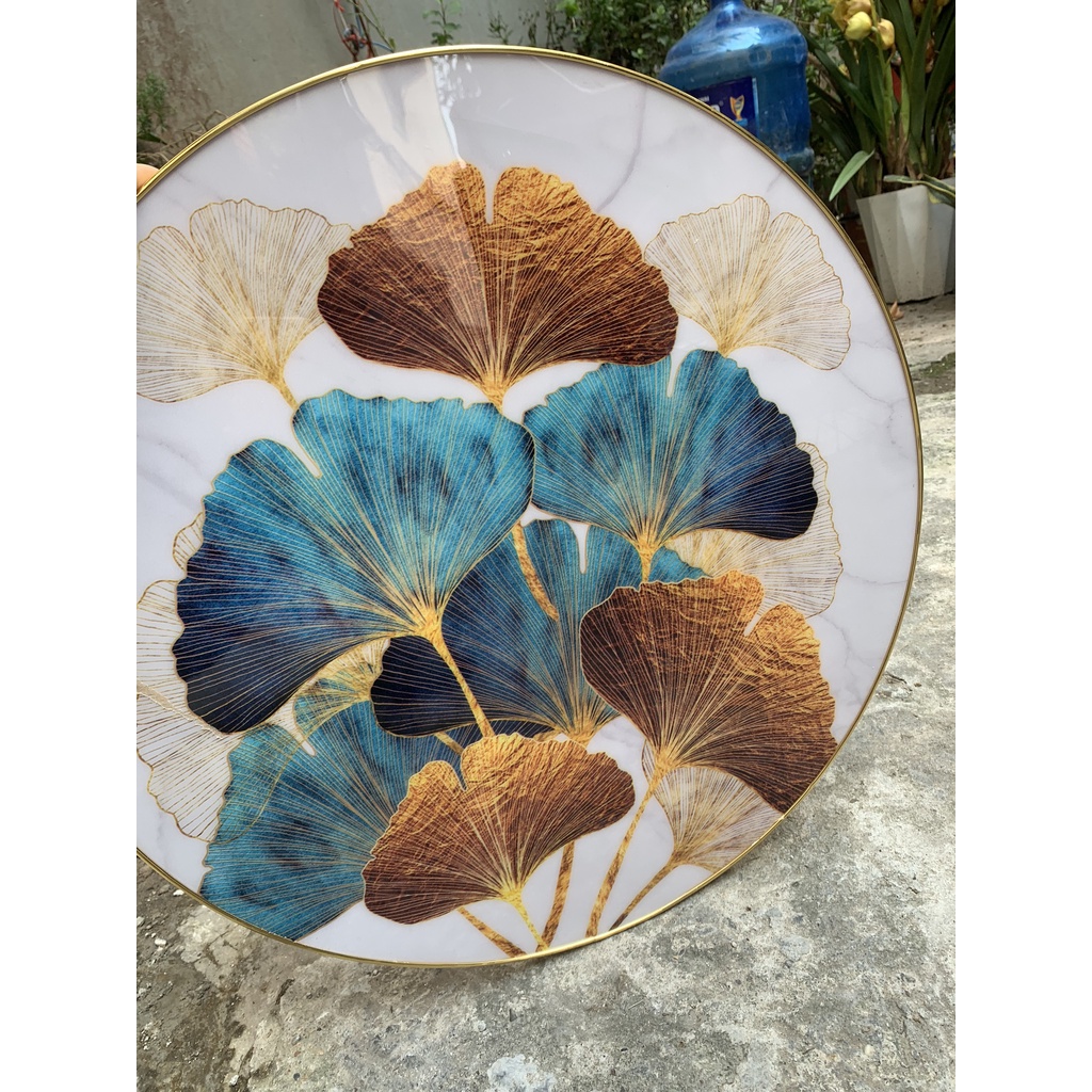 Tranh Tráng Gương Lá bạch Quả May Măn Phong Cách Độc Đáo Trang Trí Phòng Khách/ Phòng Ngủ/ Bàn Ăn/ Làm Quà tặng