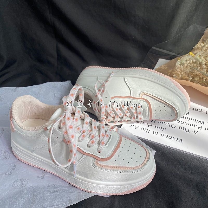 Giày thể thao viền hồng, đốm hồng, giày sneaker phong cách Hàn Quốc | BigBuy360 - bigbuy360.vn