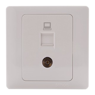 Bổ ổ cắm TV và ổ cắm dữ liệu chuẩn RJ45 cat6 lắp âm tưởng chuẩn đế vuông Simon 50 55302S6