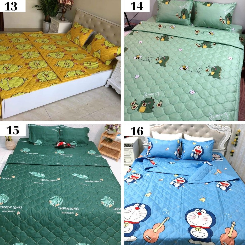 Combo chăn hè, ga giường và 2 vỏ gối nằm cotton Poly Minh Nhật - Ảnh thật - Hàng Việt Nam - Tổng hợp 1