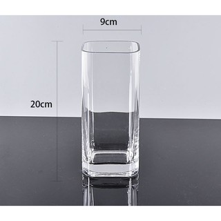 Bình hoa thủy tinh trụ vuông cao 20cm trong suốt PT037-1