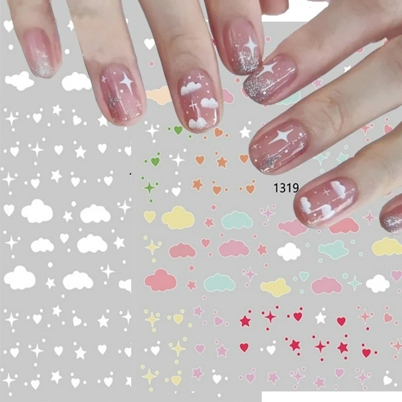 Miếng Dán Trang Trí Móng Tay Họa Tiết Hình Học/ Mặt Trăng Nhiều Màu Độc Đáo Thời Trang