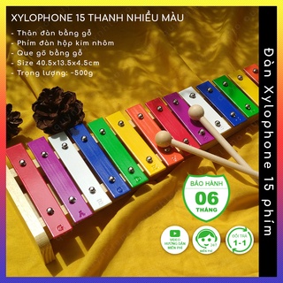 Đàn xylophone 15 phím hộp kim nhôm , đàn gỗ xylophone 15 thanh đầy đủ màu sắc , đồ chơi cho bé rèn kĩ năng âm nhạc