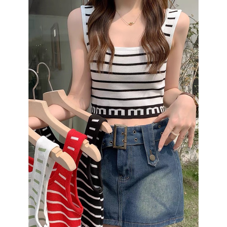 Áo ba lỗ kẻ sọc ngang Forgirl áo crotop cá tính