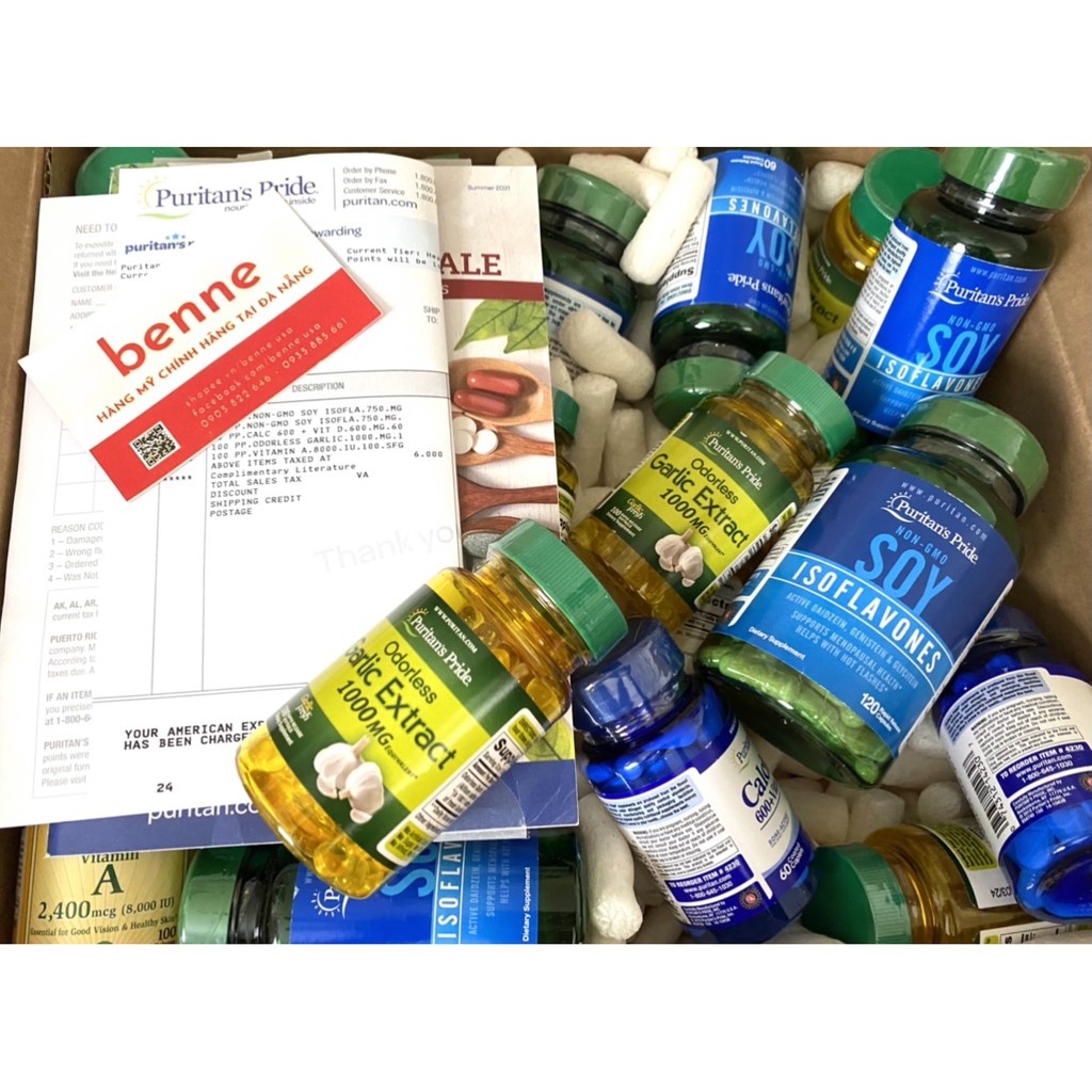 Viên uống tinh dầu tỏi KHÔNG MÙI Puritan’s Pride Odorless Garlic Extract 1000mg (100 viên) của Mỹ