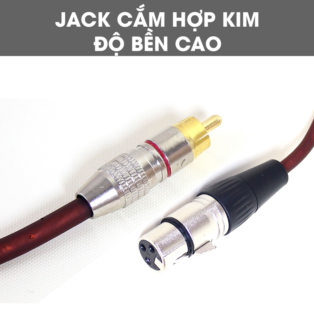 Dây Canon cái ra AV đầu bông sen, dây Zin dài 0.8m, chống gãy, lõi đồng nguyên chất, cho ra âm thanh cực chuẩn