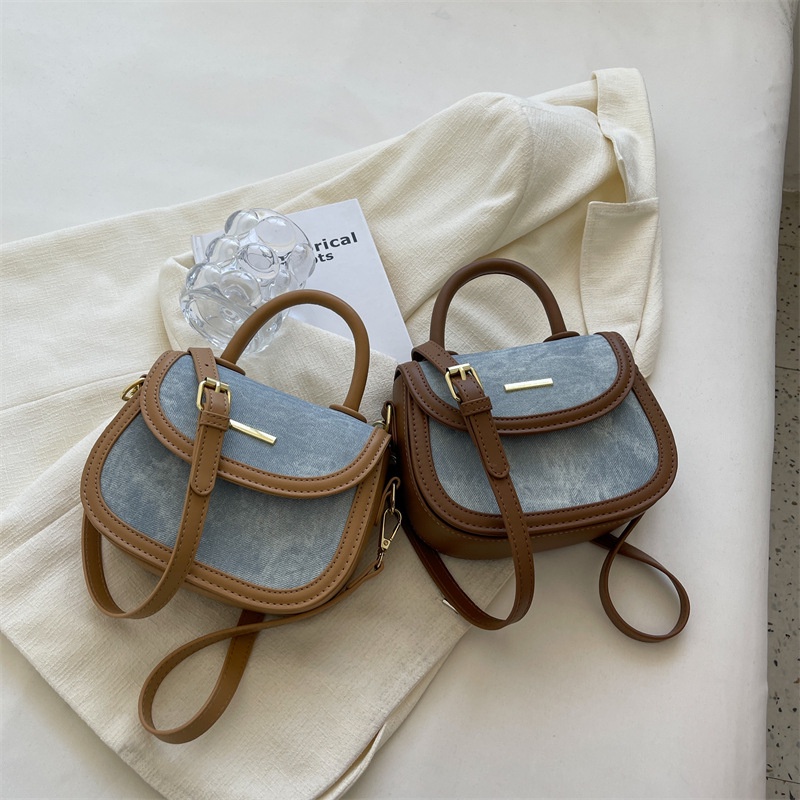 Túi Xách JASMIN NOIR Denim Đeo Chéo Có Khóa Phong Cách Retro Cho Nữ