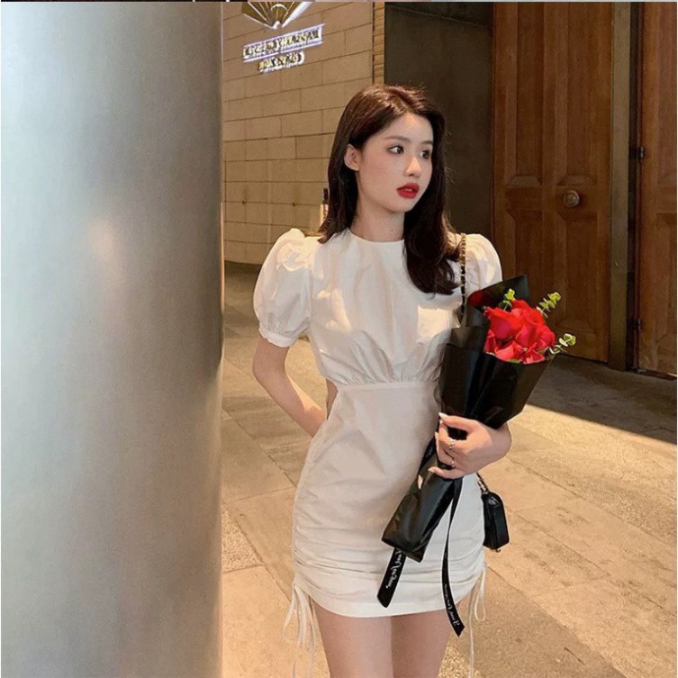 Đầm body đẹp cổ tròn , rút dây khoét eo mặc đi dạo phố, dự tiệc rất xinh, nhẹ nhàng cuốn hút