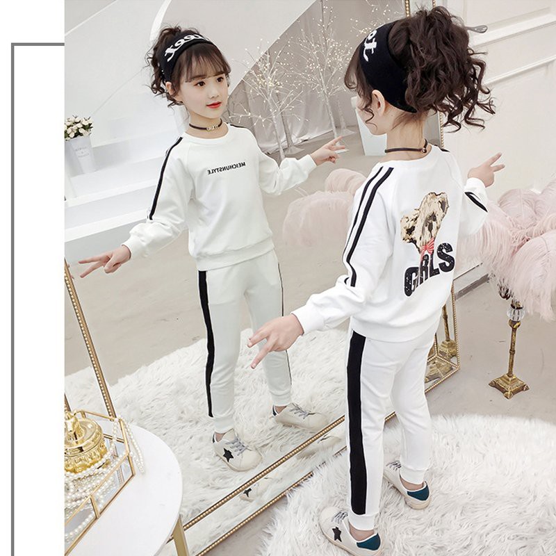 Bộ quần áo thu đông mẫu &quot;GIRL&quot; 14-45kg cho bé gái 4-14 tuổi. Thiết kế đẹp, xinh xắn, co giãn 4 chiều