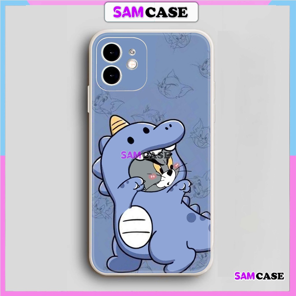 Ốp lưng iphone 6/6s/7/8/X/XS/Xr/11/12/13/14 Pro Plus Max Cạnh viền vuông silicon mềm dẻo hình tom jerry cute dễ thương