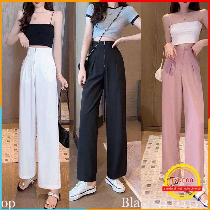 Quần baggy nữ ống rộng cạp liền 💖 𝑭𝑹𝑬𝑬𝑺𝑯𝑰𝑷 💖 Quần baggy ống rộng suông khóa trước hack dáng cực đẹp | BigBuy360 - bigbuy360.vn