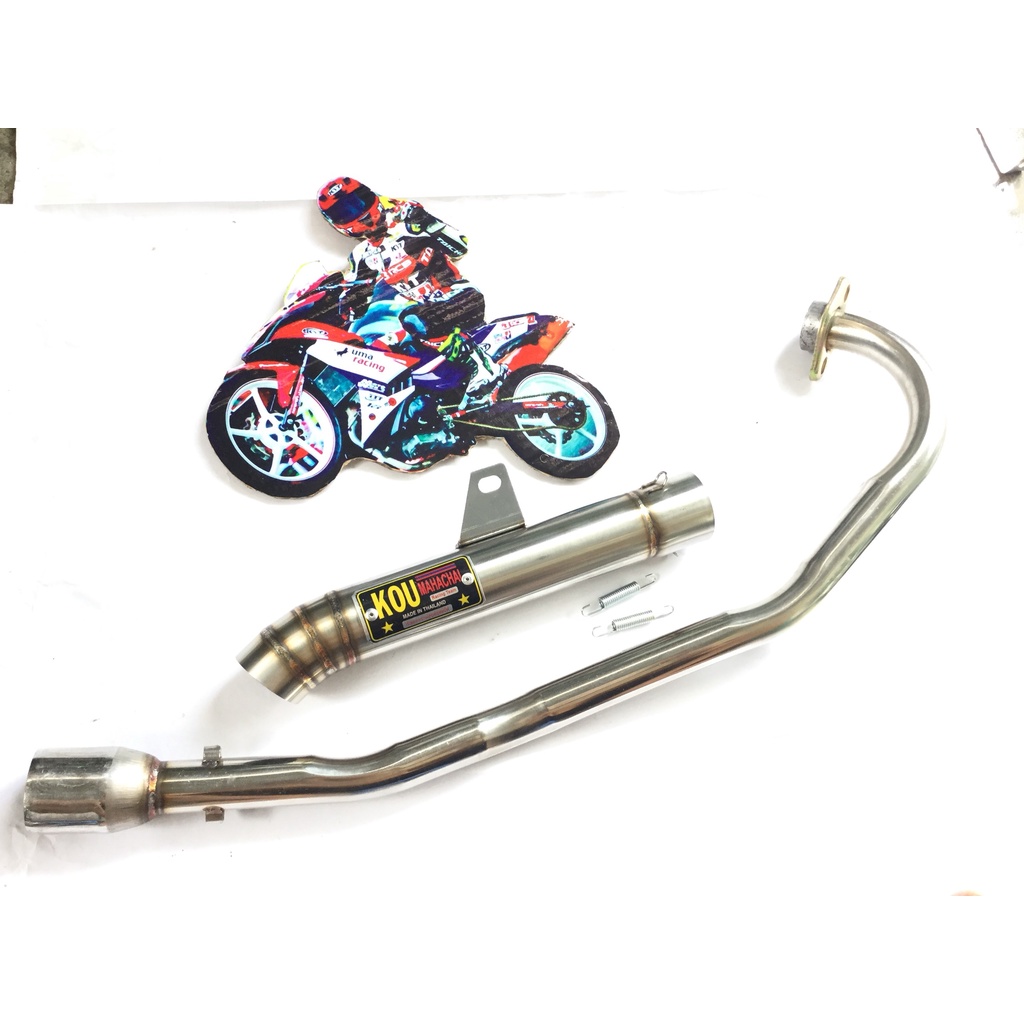 Pô KOU inox 304 FULL CỔ INOX THẲNG WAVE, SI, CUP, DREAM, EXCITER, WINER, SONIC, RAIDER FI, SATRIA, GSX