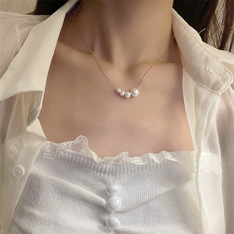 Dây Chuyền Đính Ngọc Trai Nhân Tạo Phong Cách Thời Trang Hàn Quốc