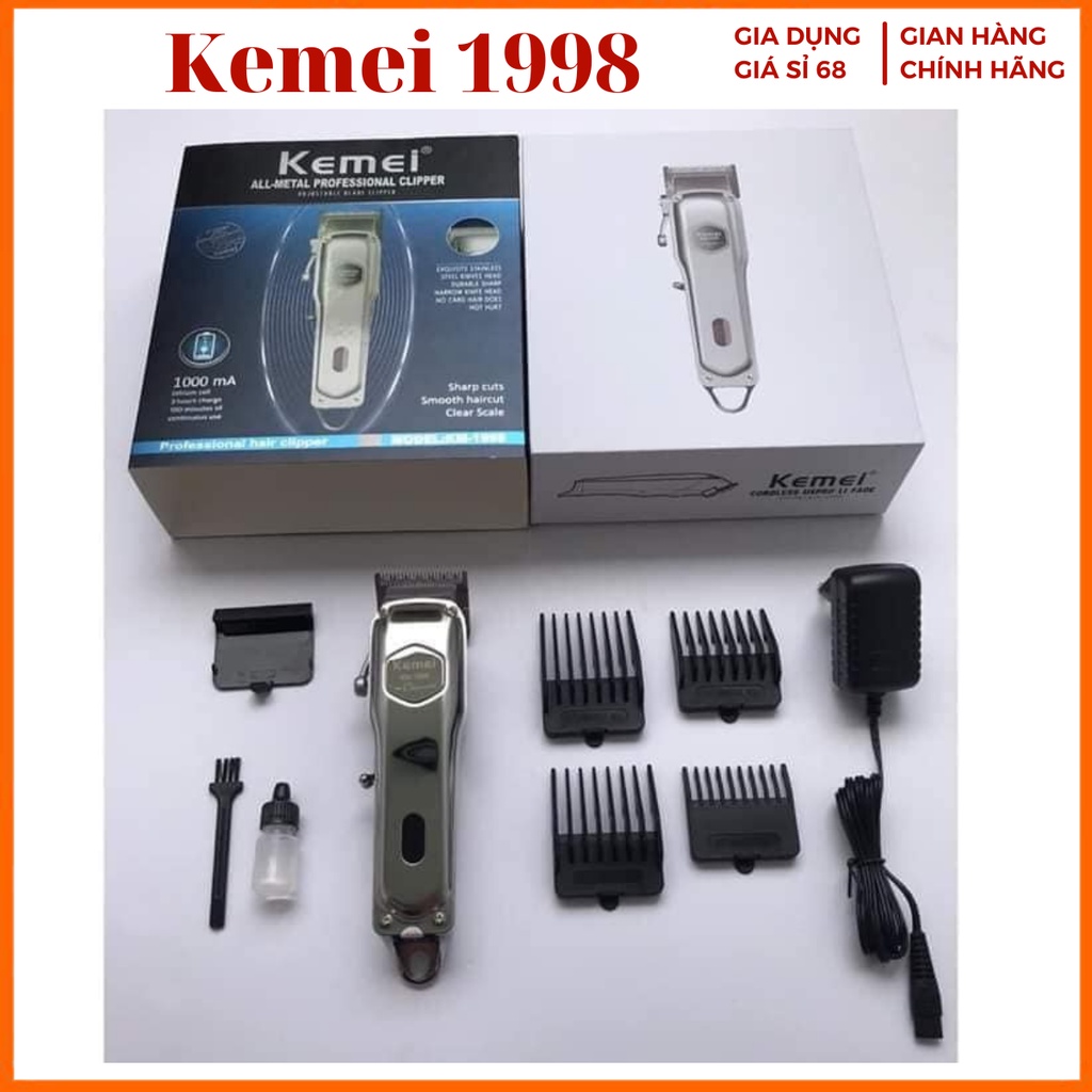 Tông đơ cắt tóc cao cấp lưỡi kép Kemei 1998 - máy hớt tóc gia đình hàng chính hãng bảo hành 12 tháng
