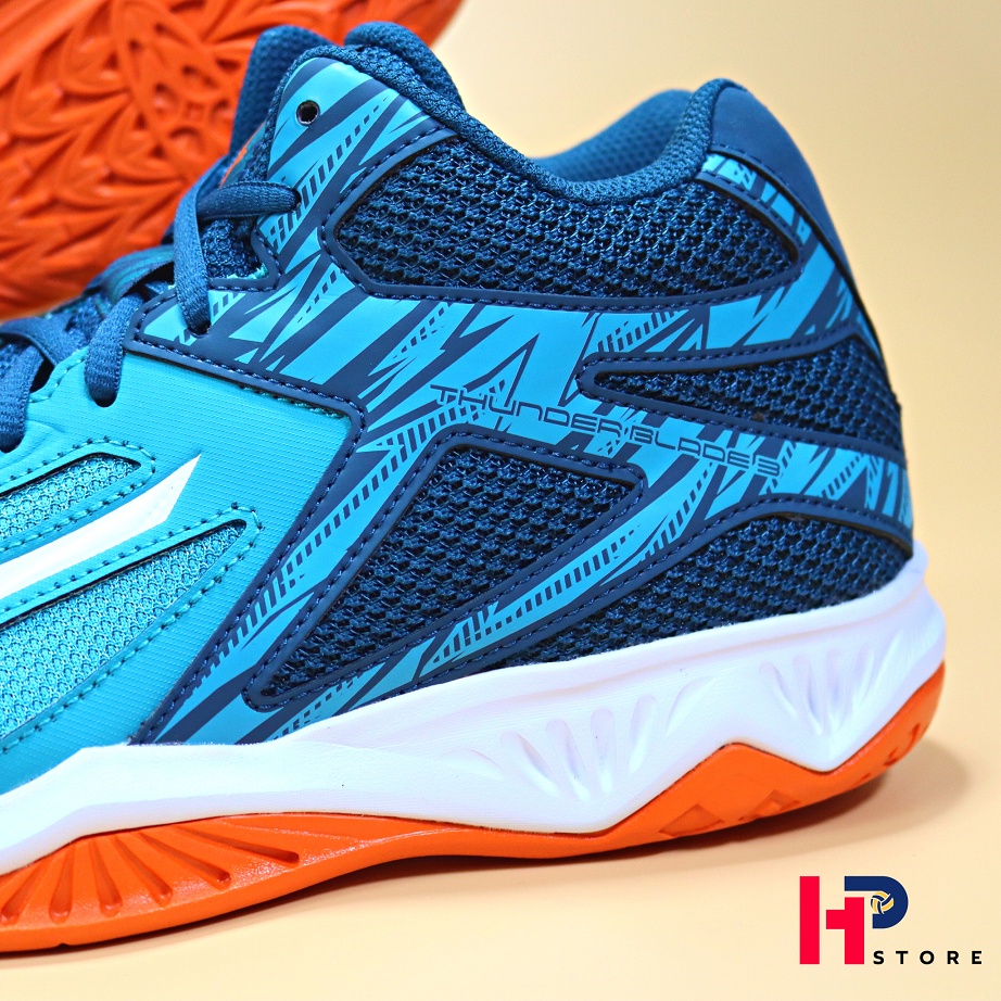 Giày Mizuno Thunder Blade 3 Mid Xanh Ngọc - Giày Chuyên Bóng Chuyên, Cầu Lông đế đàn hồi, thoáng khí, bật nhảy tốt