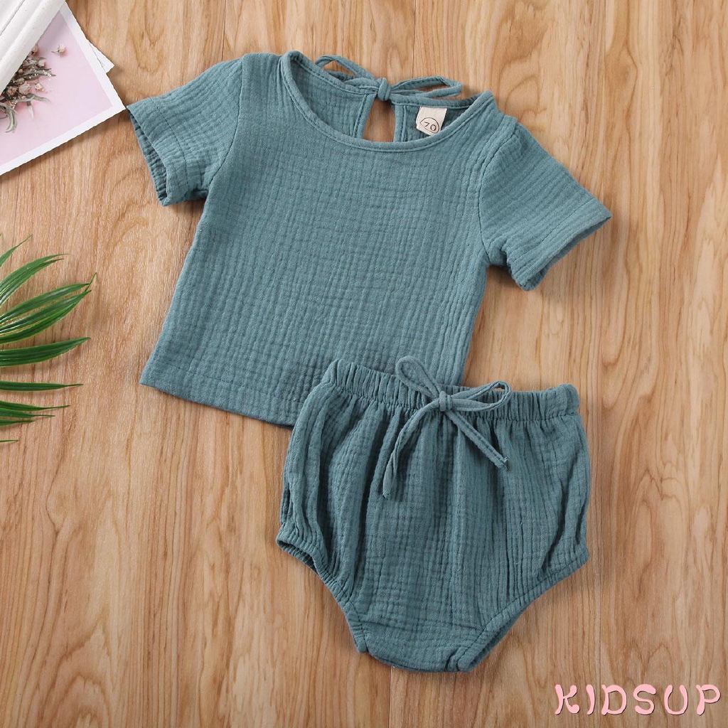 Bộ Áo Cotton + Quần Short Cho Bé Trai / Gái