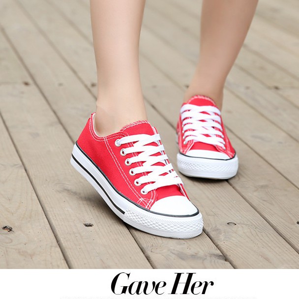 Giày Sneaker Cổ Thấp Đỏ Nữ