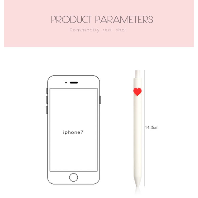 Bút Bi Mực Đen Ngòi 0.5mm Vỏ Nhựa Hình Trái Tim Dễ Thương