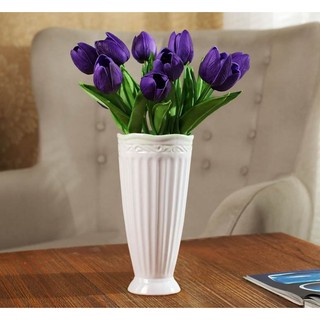 Lọ Hoa Gốm Trắng Dáng Cúp BH011 - Bình Gốm Cắm Hoa