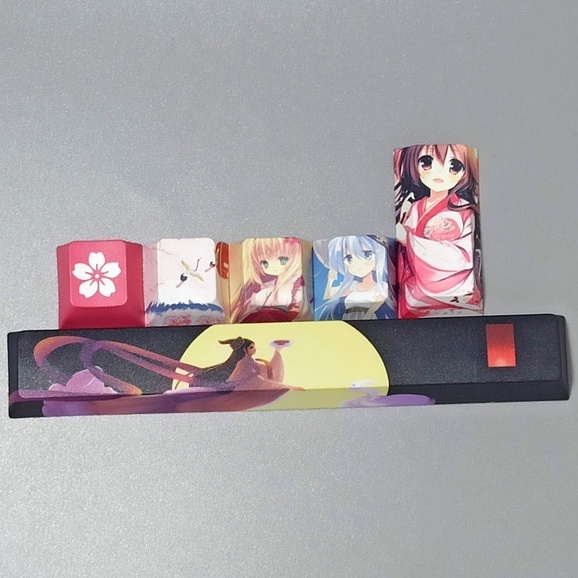 Bộ 6 Nút Bàn Phím PBT Phong Cách Anime Độc Đáo