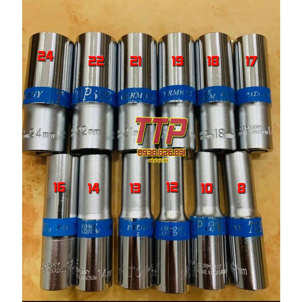 Đầu Tuýp (Đầu Khẩu) lục giác 1/2 thân dài 76mm tiêu chuẩn đức chính hãng TOP