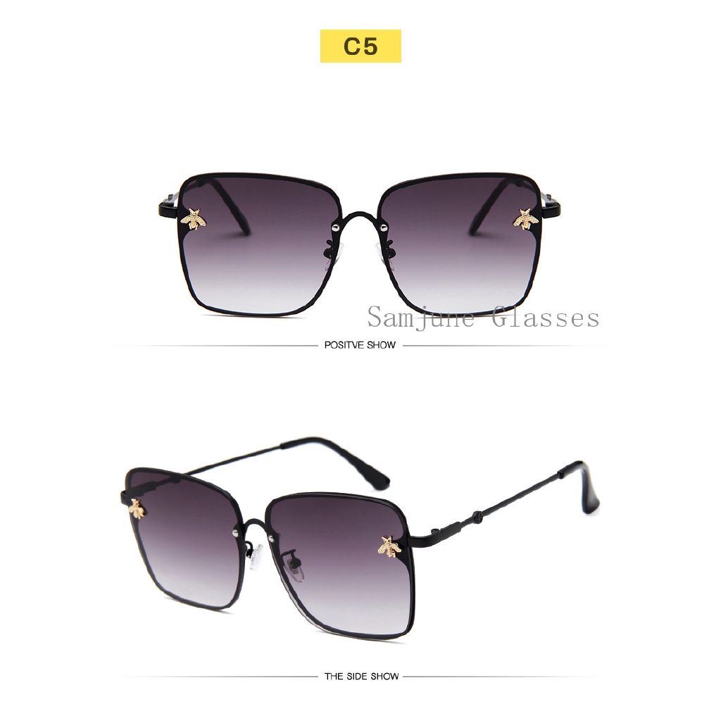 Kính mát cỡ lớn Samjune gọng kim loại màu sắc xinh xắn kiểu dáng cổ điển cho nam và nữ