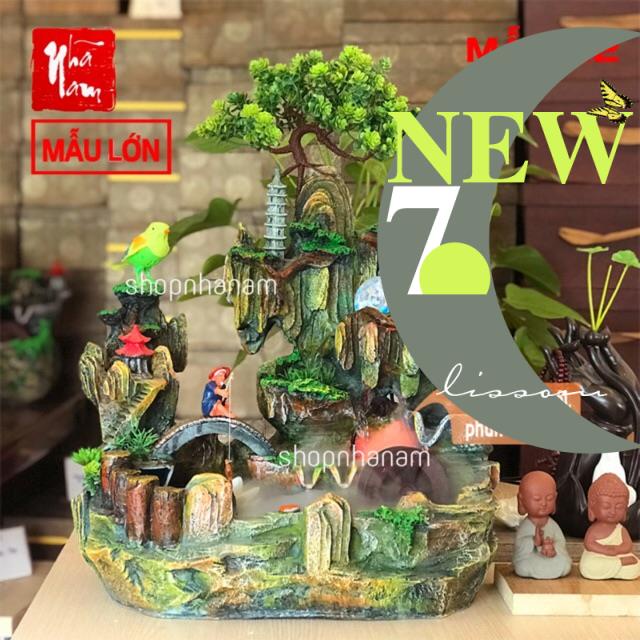 Thác nước phong thuỷ để bàn non bộ mẫu lớn tiểu cảnh non bộ núi sông núi đá lac cảnh (phun sương bán rời)