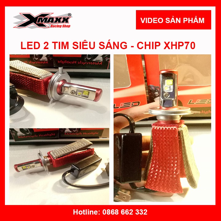 Đèn Pha LED 2 tim siêu sáng chân H4 - Chip XHP70 Chính hãng GYG - hàng mới nhất hiện nay