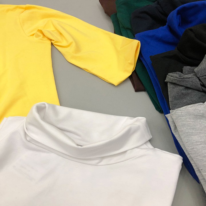 Áo thun KING nữ tay ngắn ,cổ lọ, cổ cao, form ôm body, chất thun cotton trơn co giãn tốt, kingchuyensi, T17