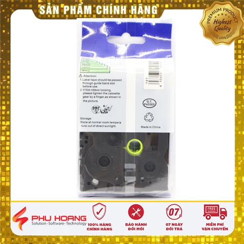 Băng nhãn Brother Nhãn in Hze-141 , 18mm*8m, chữ đen nền trong, Black on Clear